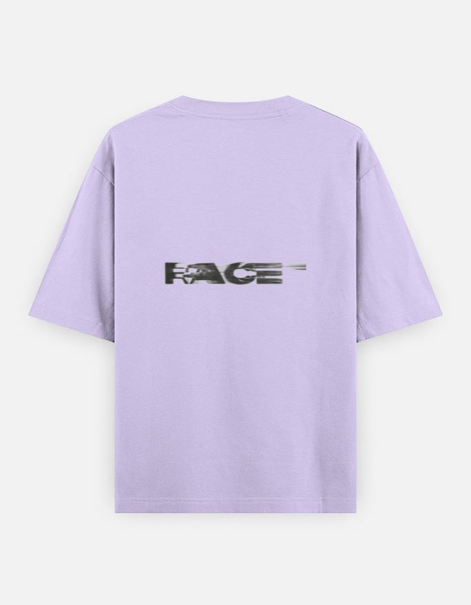 Print 999 lavender oversized cotton t-shirt with Race Mode graphic print on the back
