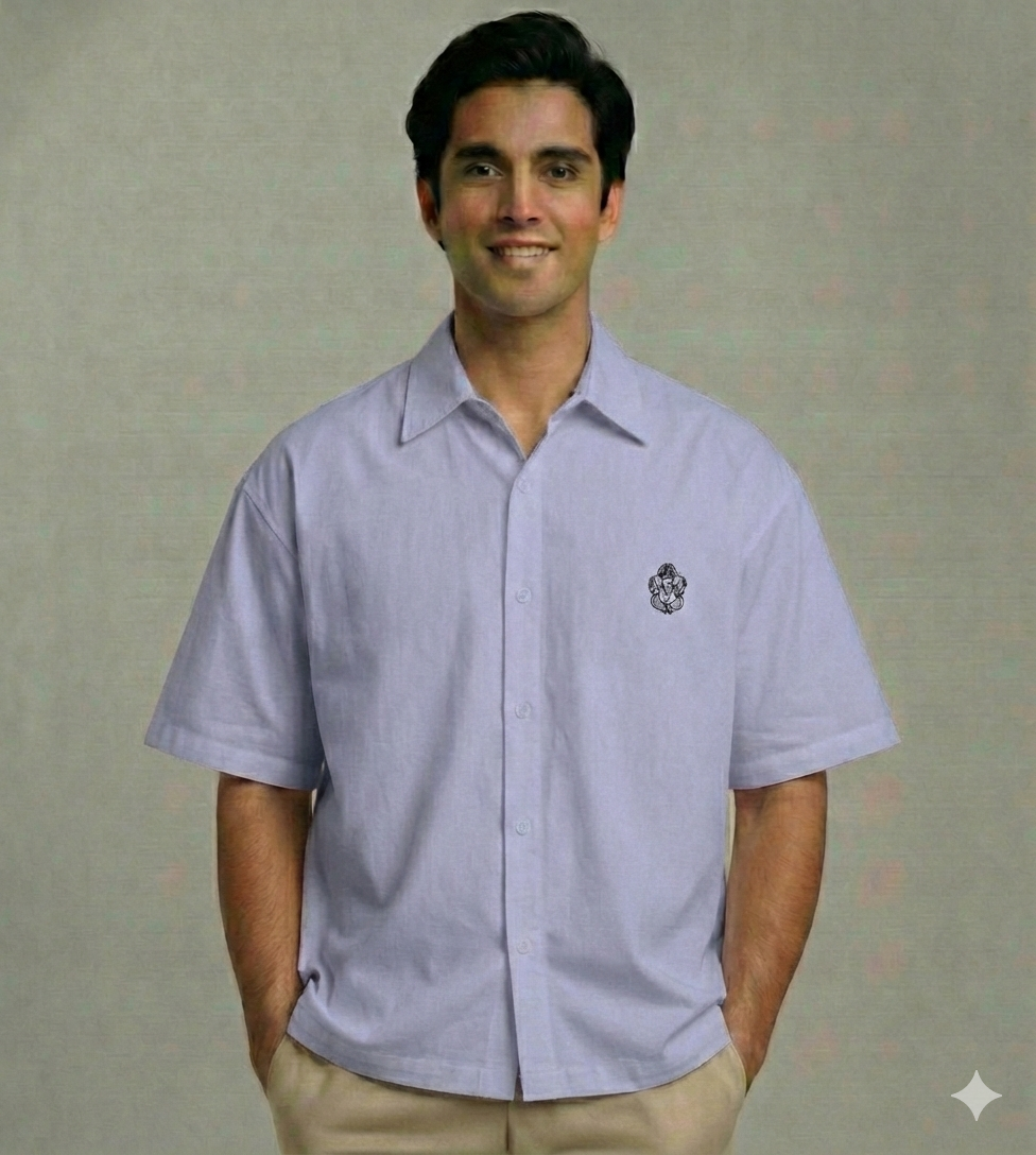 Shree Ganeshji – Pocket Embroidered Oversized Shirt