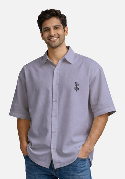 Mahadev Trishul – Pocket Embroidered Oversized Shirt