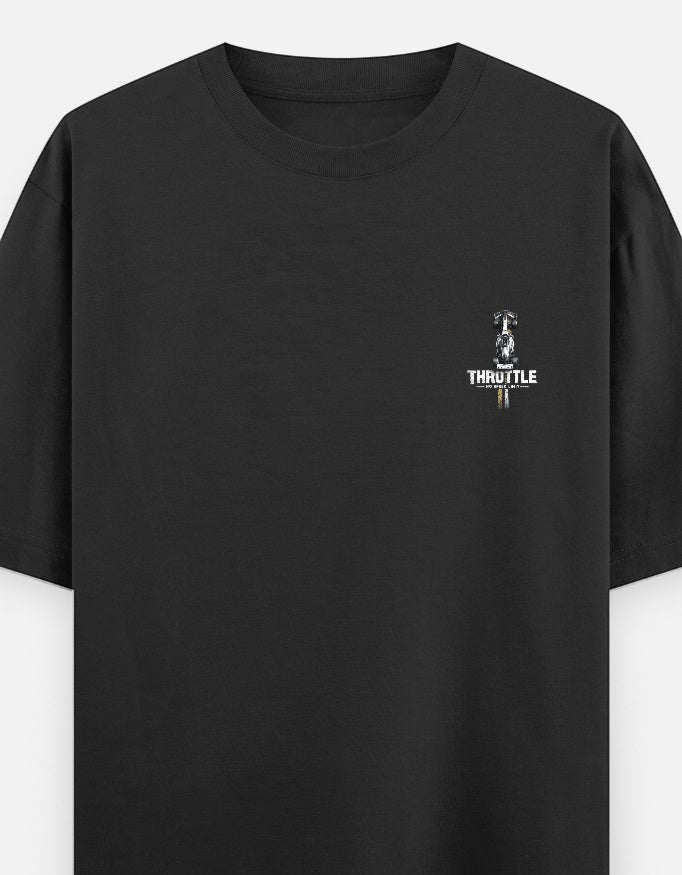 Full Throttle Premium Oversized Motorsport T-Shirt featuring Formula racing inspired graphic, heavyweight 240 GSM cotton streetwear for racing enthusiasts.