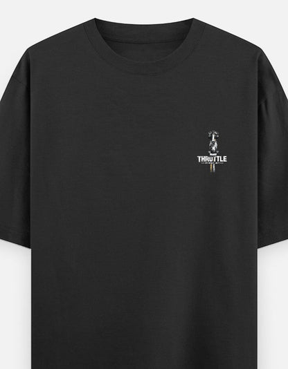 Full Throttle Premium Oversized Motorsport T-Shirt featuring Formula racing inspired graphic, heavyweight 240 GSM cotton streetwear for racing enthusiasts.