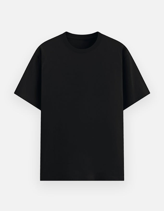 Print 999 black unisex t-shirt in 180 GSM poly-cotton blend with a relaxed fit and soft silicon-washed finish.