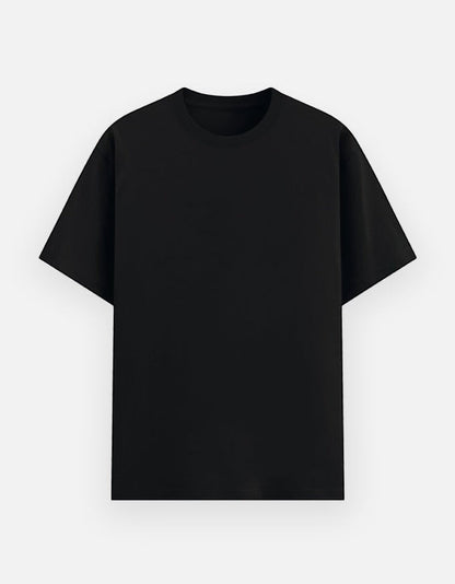 Print 999 black unisex t-shirt in 180 GSM poly-cotton blend with a relaxed fit and soft silicon-washed finish.