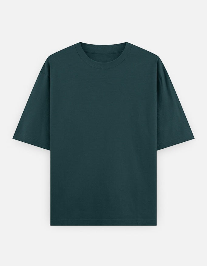 Print 999 dark green heavyweight cotton oversized t-shirt with drop shoulders and a crew neckline