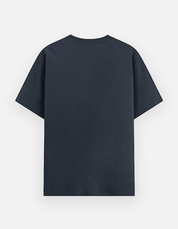 Print 999 dark grey crew neck cotton t-shirt, back view of a plain casual graphic tee for football fans.