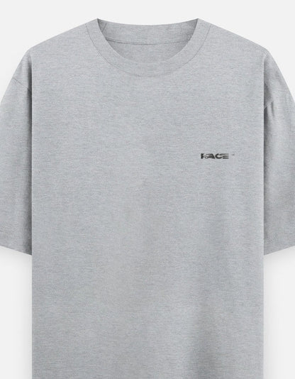 Print 999 grey heavyweight cotton oversized t-shirt with Race logo on chest