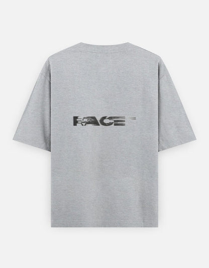 Print 999 grey heavyweight cotton oversized t-shirt with Race graphic print on the back