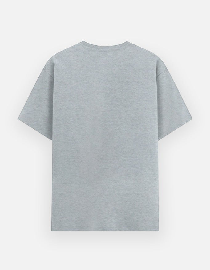 Print 999 grey unisex 180 GSM poly-cotton t-shirt, back view showing relaxed fit and smooth silicon-washed finish.