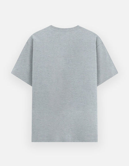 Back view of a grey Print 999 unisex poly-cotton graphic t-shirt with a relaxed fit and smooth finish.