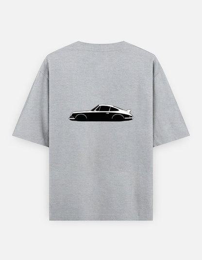 Print 999 grey heavyweight cotton oversized t-shirt featuring a black vintage car graphic on the back