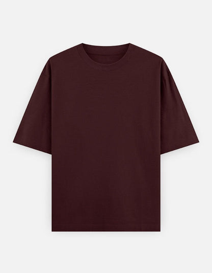 Print 999 oversized heavyweight cotton t-shirt in deep maroon with a relaxed drop-shoulder fit.