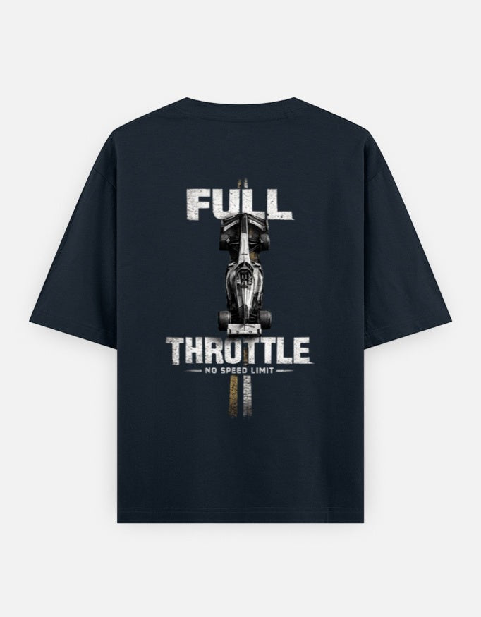 Print 999 navy oversized cotton t-shirt featuring a bold motorsport graphic on the back with Full Throttle text