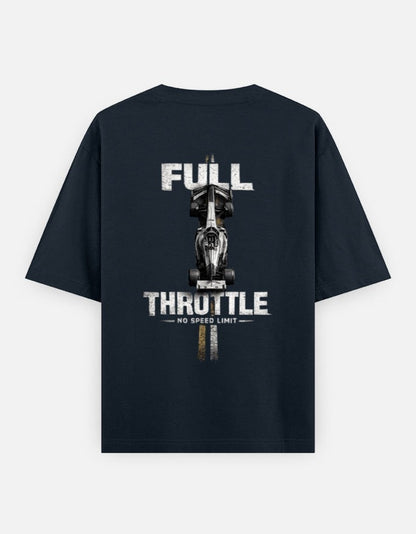 Print 999 navy oversized cotton t-shirt featuring a bold motorsport graphic on the back with Full Throttle text