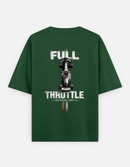 Print 999 dark green oversized cotton t-shirt with a large motorsport-inspired racing car graphic on the back.