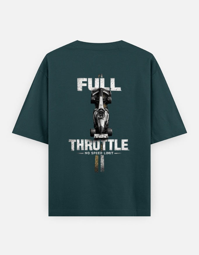 Print 999 dark green oversized cotton t-shirt featuring a large motorsport race car graphic on the back.