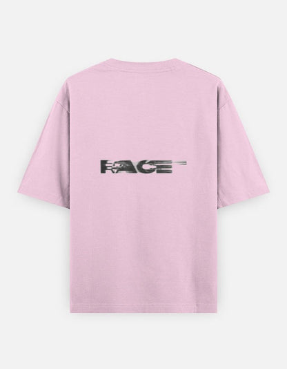 Print 999 light pink heavyweight cotton oversized t-shirt with black Race graphic on the back