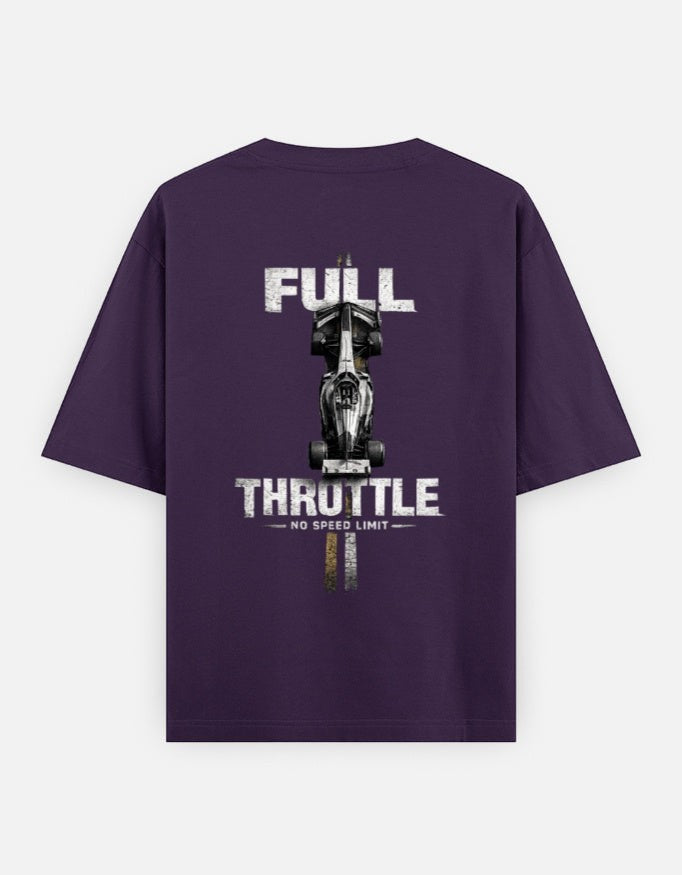 Print 999 dark purple oversized cotton t-shirt with a large motorsport-inspired race car graphic on the back