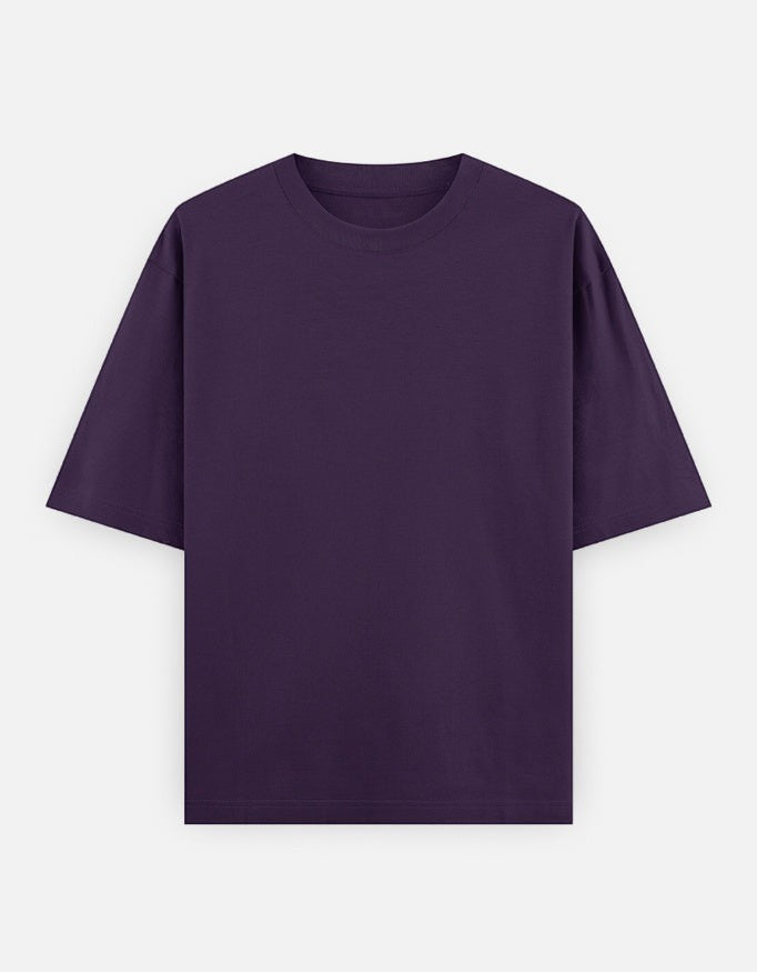 Print 999 dark purple heavyweight cotton oversized t-shirt with a crew neck and drop shoulder silhouette