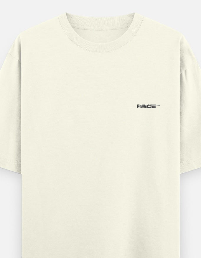 Print 999 Race Mode oversized cream heavyweight cotton t-shirt with small black chest logo