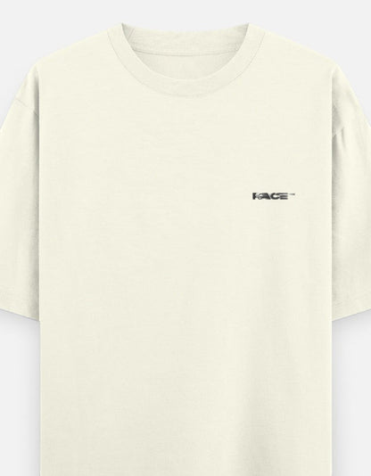 Print 999 Race Mode oversized cream heavyweight cotton t-shirt with small black chest logo