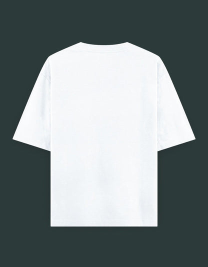 Print 999 plain white oversized heavyweight cotton t-shirt, back view showing clean minimalist design.