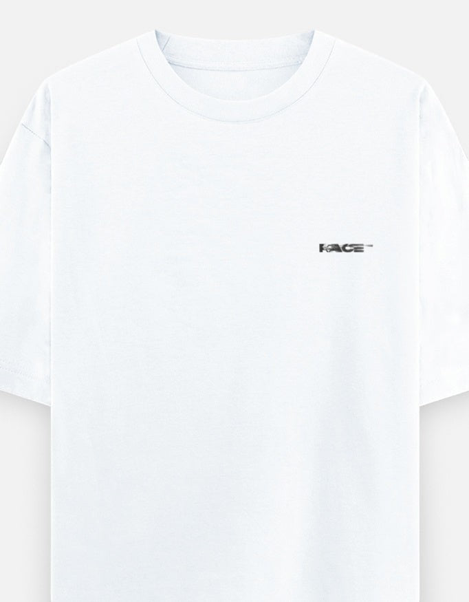 Print 999 white heavyweight cotton oversized t-shirt with small black Race Mode chest logo