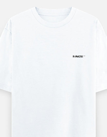 Print 999 white heavyweight cotton oversized t-shirt with small black Race Mode chest logo