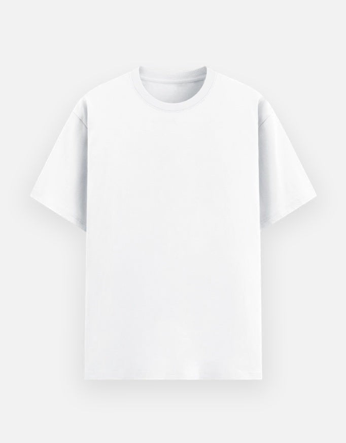 Print 999 white unisex t-shirt in 180 GSM poly-cotton blend with a relaxed fit and smooth silicon-washed finish.