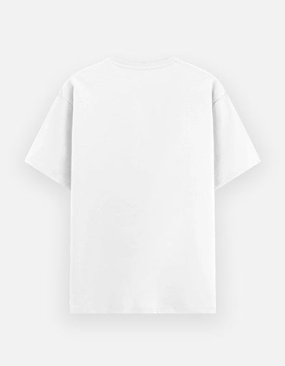 Print 999 white unisex poly-cotton graphic t-shirt, back view showing a relaxed fit and smooth silicon-washed finish.