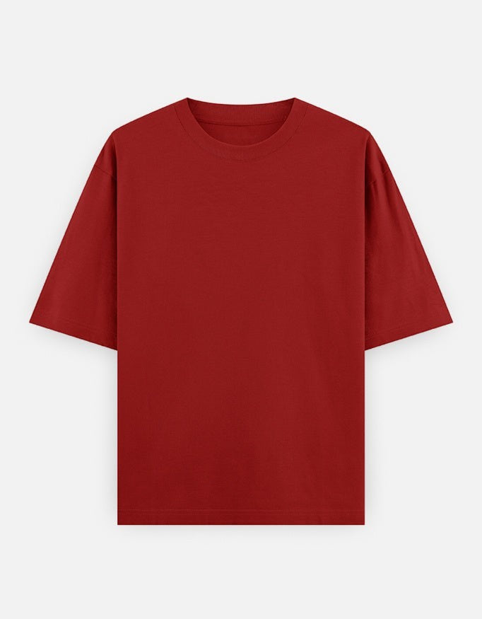 Print 999 premium heavyweight 240 GSM cotton oversized t-shirt in deep red with a relaxed drop-shoulder fit.
