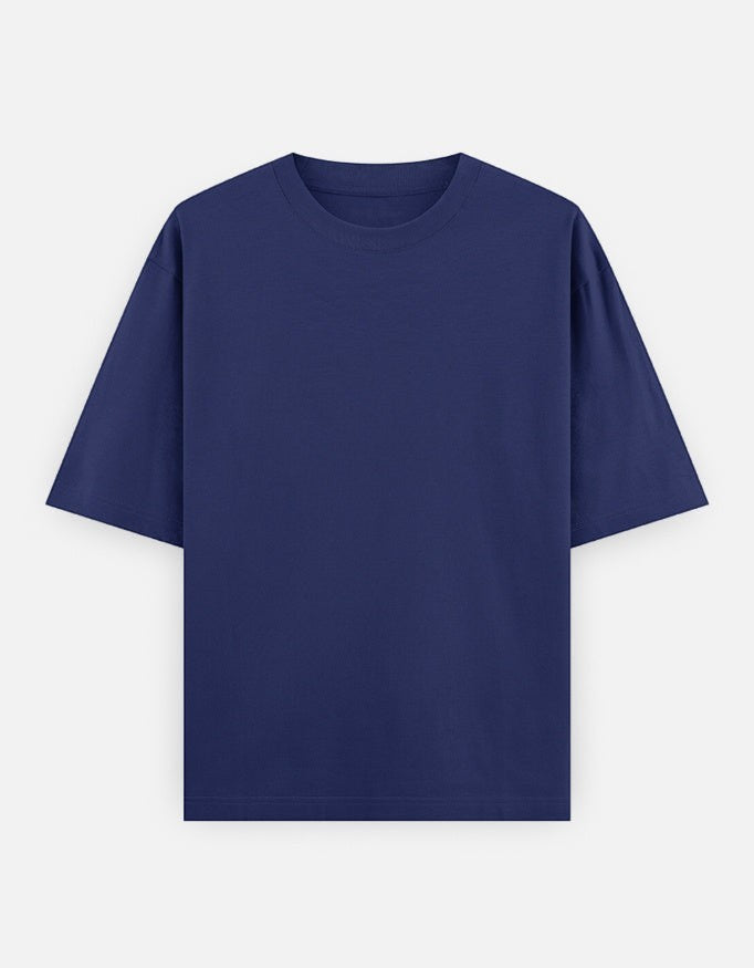 Print 999 navy blue oversized heavyweight cotton biker t-shirt with a relaxed drop-shoulder fit