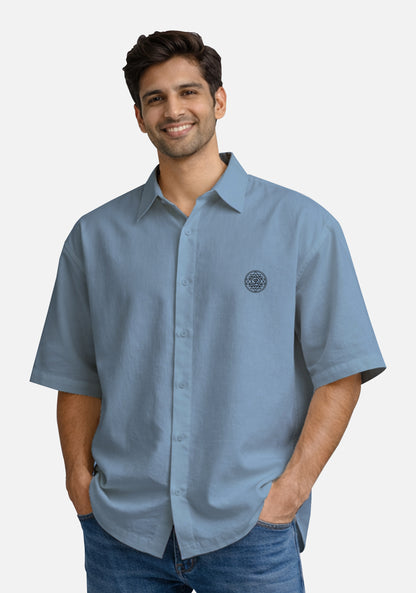 Om Sacred Geometry – Pocket Embroidered Oversized Shirt