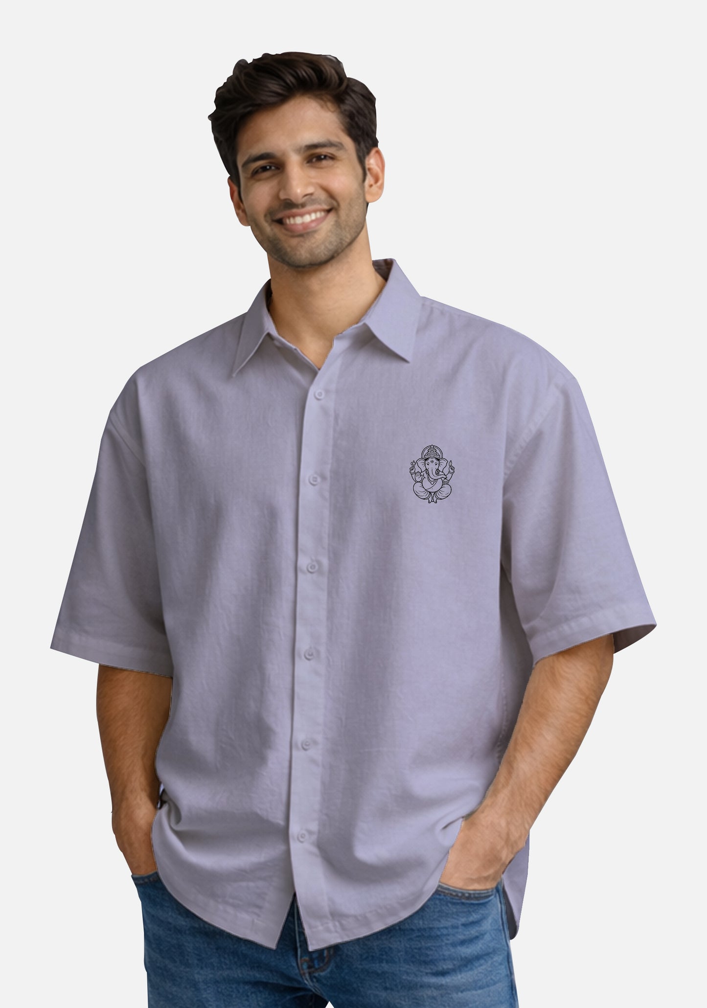 Shree Ganeshji – Pocket Embroidered Oversized Shirt
